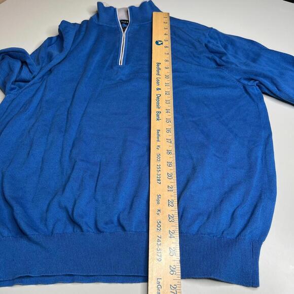 Paul Fredrick Supima Cotton Blue 1/4 Zip Pullover Sweater Men’s XL Lightweight - Picture 3 of 8